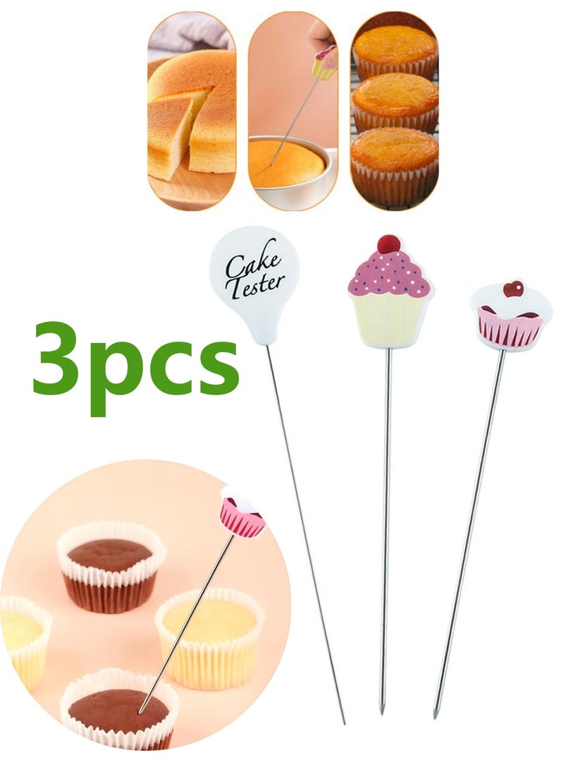 مجموعة اختبار الكيك من الفولاذ المقاوم للصدأ مكونة من 3 قطع - مجسات وأسياخ لاختبار الكيك للكعك الصغير والخبز - Image 1